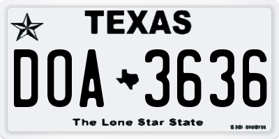 TX license plate DOA3636