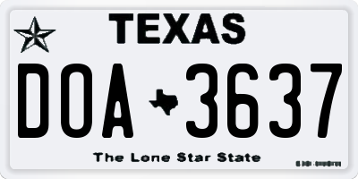 TX license plate DOA3637