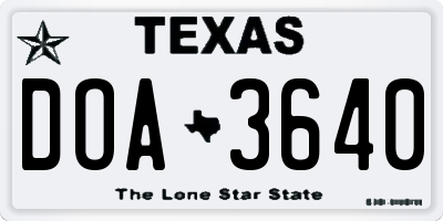 TX license plate DOA3640
