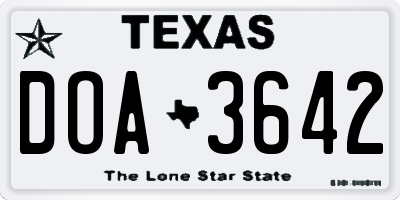 TX license plate DOA3642