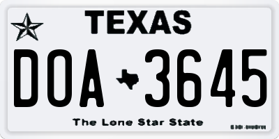 TX license plate DOA3645