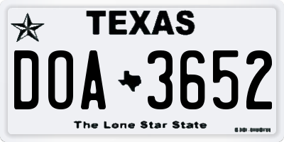 TX license plate DOA3652