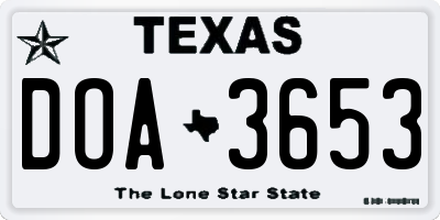 TX license plate DOA3653
