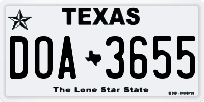 TX license plate DOA3655