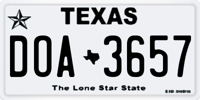 TX license plate DOA3657