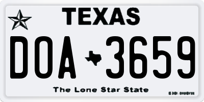 TX license plate DOA3659