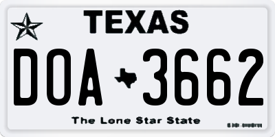 TX license plate DOA3662