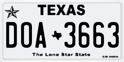 TX license plate DOA3663