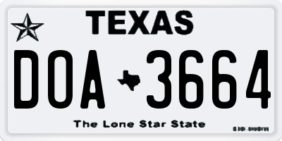 TX license plate DOA3664
