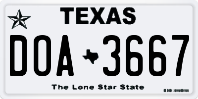 TX license plate DOA3667