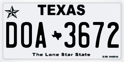 TX license plate DOA3672