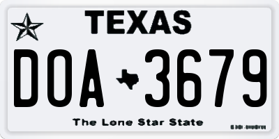TX license plate DOA3679