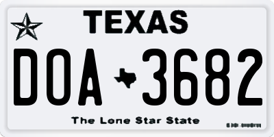TX license plate DOA3682