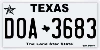TX license plate DOA3683