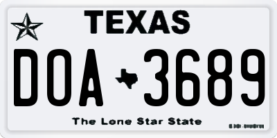 TX license plate DOA3689