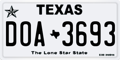 TX license plate DOA3693