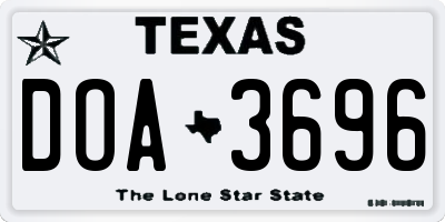 TX license plate DOA3696