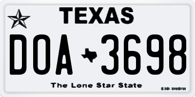 TX license plate DOA3698
