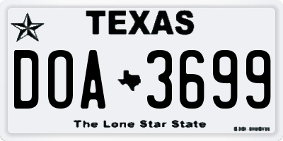 TX license plate DOA3699