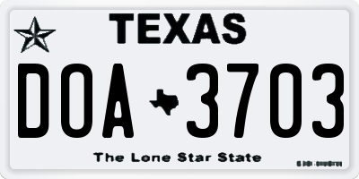 TX license plate DOA3703