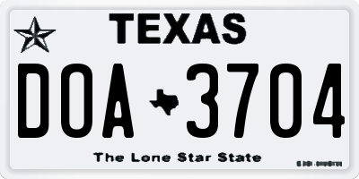TX license plate DOA3704