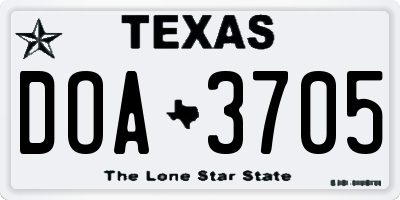 TX license plate DOA3705