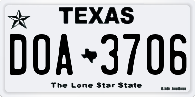 TX license plate DOA3706