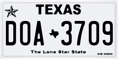 TX license plate DOA3709