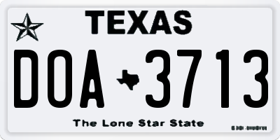 TX license plate DOA3713