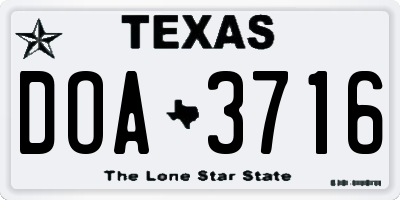 TX license plate DOA3716