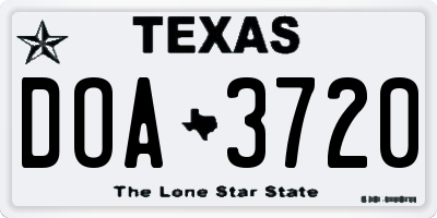 TX license plate DOA3720