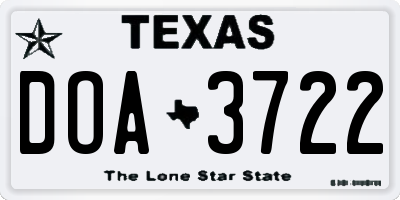 TX license plate DOA3722