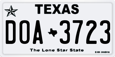 TX license plate DOA3723