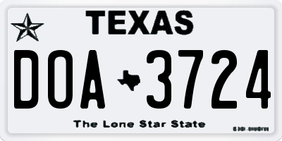 TX license plate DOA3724