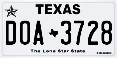 TX license plate DOA3728