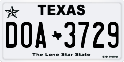 TX license plate DOA3729