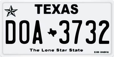 TX license plate DOA3732