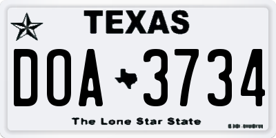 TX license plate DOA3734
