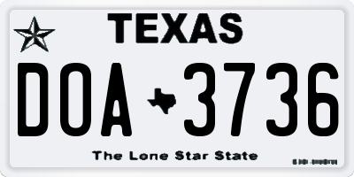 TX license plate DOA3736