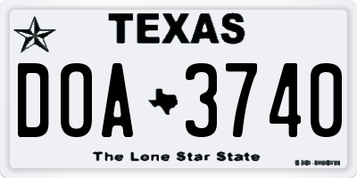 TX license plate DOA3740