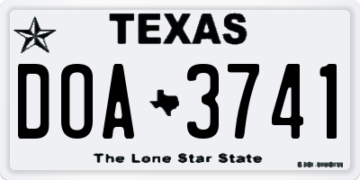 TX license plate DOA3741