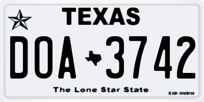 TX license plate DOA3742