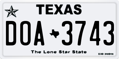 TX license plate DOA3743