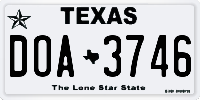 TX license plate DOA3746