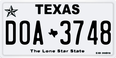 TX license plate DOA3748