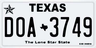 TX license plate DOA3749