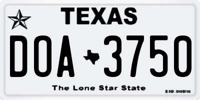TX license plate DOA3750