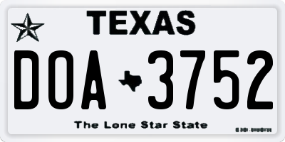 TX license plate DOA3752