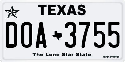 TX license plate DOA3755