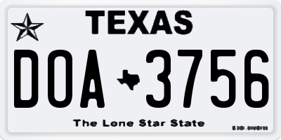 TX license plate DOA3756